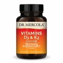 Dr Mercola Vitamines D3 et K2 Faible dose - Maintenir les niveaux de vitamine D - Soutient la santé immunitaire et osseuse - MenaQ7 Pois chiches K2 - Non-OGM, sans gluten et sans soja - 30 capsules (30 portions)