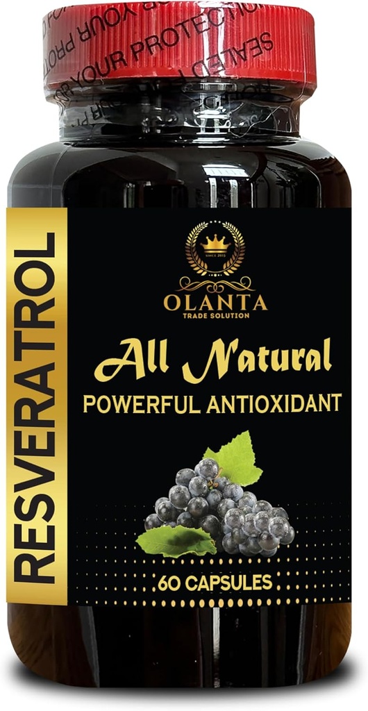 RESVERATROL EXTRACT - Système immunitaire de défense, Supplément de soutien immunitaire, Antioxydants avec rappels immunitaires, Suppléments énergétiques pour les personnes âgées, Capsules de soutien immunitaire - 1 bouteille 60 Capsules