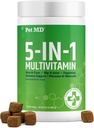 Animal MD 5in1 Multivitamines pour chiens - 30 vitamines essentielles, minéraux et nutriments pour la peau et le manteau, la hanche et les articulations, la digestion, les vitamines pour chiens et chiots seniors - Glucosamine, Omega 3 6 9, et probiotiques - 60ct
