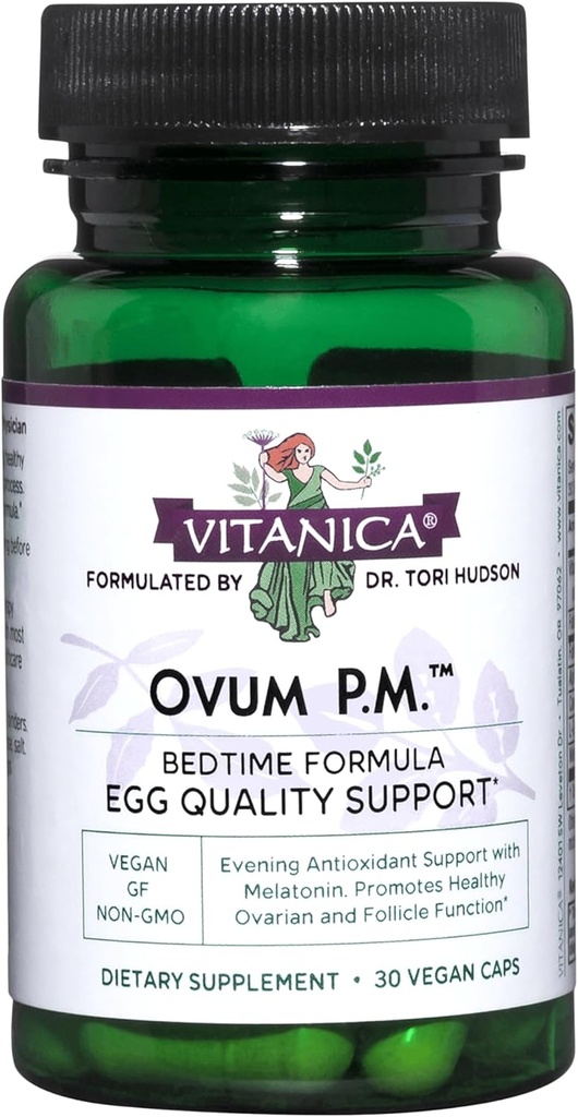 Vitanica Ovum P.M. - Soutien de la qualité des oeufs avec vitamine D3, acide alpha lipoïque et mélatonine - Fonctionne mieux avec Ovum A.M. - supplément alimentaire à base de plantes pour la santé des femmes - Lady - 30 Caps végétaliens