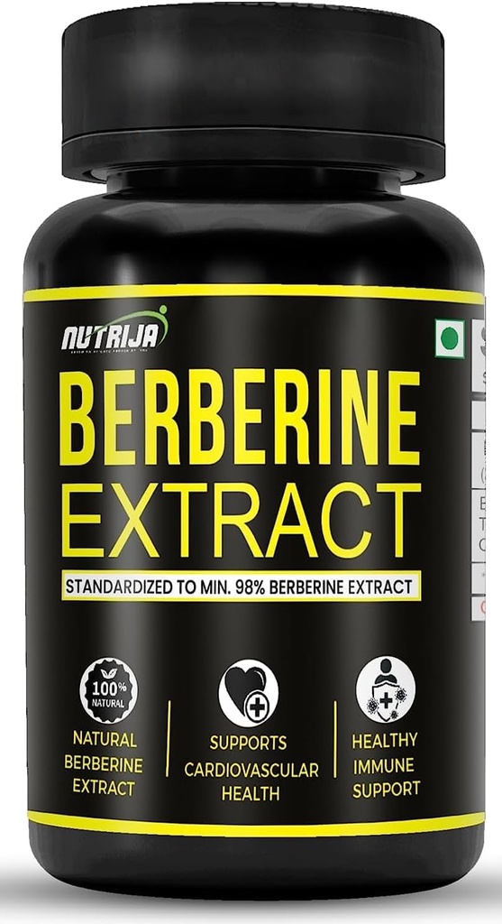 Berberine Extract 500mg Capsules | Standardized to min 98% Berberine Extract | Natural Berberine Extract Highly Purified & Bioavailable (120 Capsules)