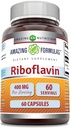 Formules étonnantes Riboflavin (Vitamine B2) Supplément de 400 Mg par portion 60 Capsules , sans OGM , sans gluten , Fabriqué aux États-Unis