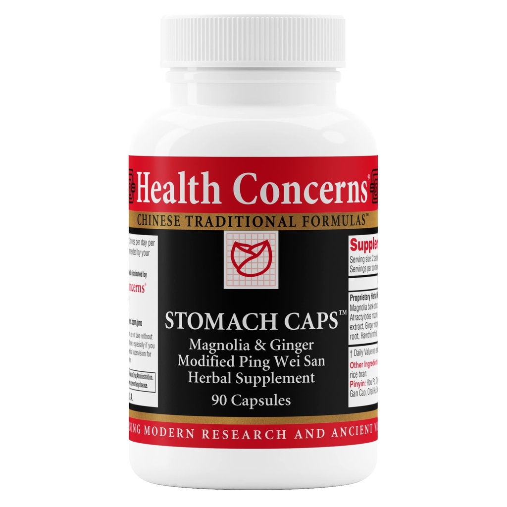 Préoccupations de la santé Caps d'estomac – Soutien digestif et santé des Gut – Bloating & Gas Relief – Ginger & Magnolia Bark supplément à base de plantes chinoises pour les hommes et les femmes – Ping Wei San modifié – 90 capsules