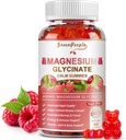 GREENPEOPLE Glycinate de magnésium 400mg - Supplément de potassium de magnésium sans sucre avec le malate de magnésium, vitamine D, B6 et CoQ10 pour le soutien et le sommeil calme pour les adultes - Gummées de framboises