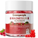 GREENPEOPLE Glycinate de magnésium 400mg - Supplément de potassium de magnésium sans sucre avec le malate de magnésium, vitamine D, B6 et CoQ10 pour le soutien et le sommeil calme pour les adultes - Gummées de framboises