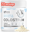 Poudre de supplément de colostrum pour les humains - Supplément de colostrum biologique pour la santé de Gut, la croissance des cheveux, la beauté et l'Immune Support - Non aromatisé (73 portions)