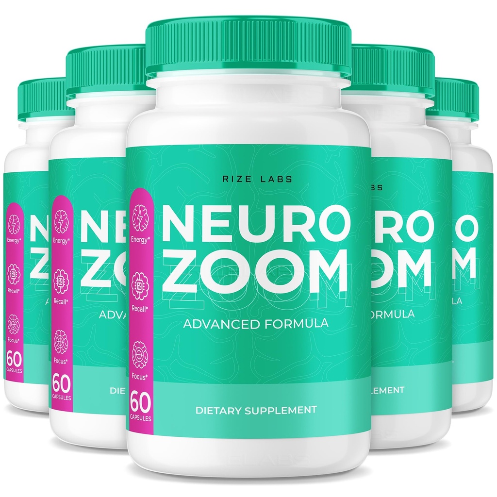 (5 Pack) Supplément Neuro Zoom, Neuro Zoom Formule de support de mémoire organique, Neuro Zoom pour réduire les effets négatifs du brouillard cérébral, Neuro Zoom utilisé pour stimuler la mémoire, NeuroZoom Reviews (300 Capsules)