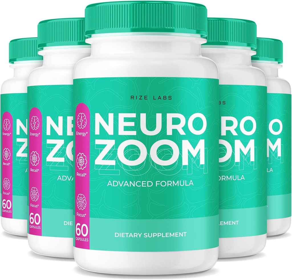 (5 Pack) Supplément Neuro Zoom, Neuro Zoom Formule de support de mémoire organique, Neuro Zoom pour réduire les effets négatifs du brouillard cérébral, Neuro Zoom utilisé pour stimuler la mémoire, NeuroZoom Reviews (300 Capsules)