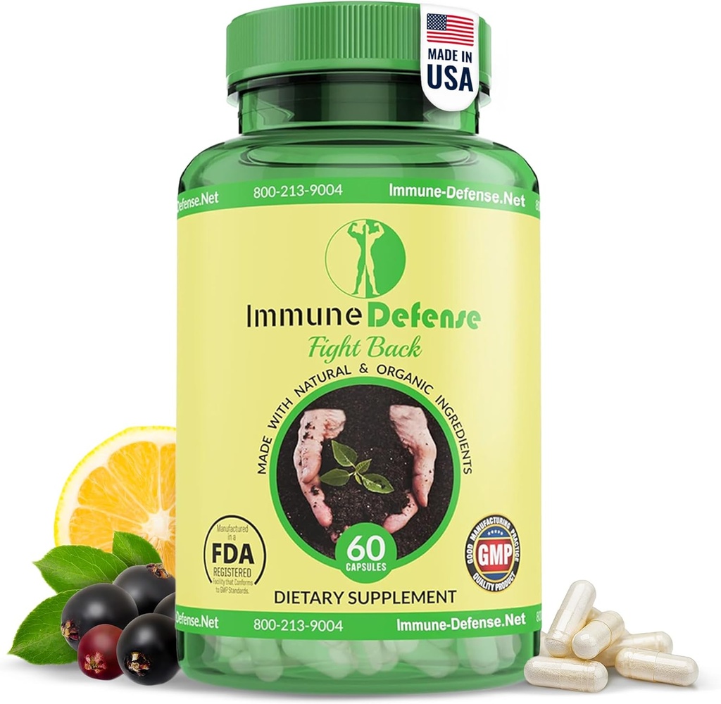 Supplément de soutien immunitaire - Boosters d'immunité naturels et biologiques pour adultes - Soutien immunitaire avec vitamine C et vitamine D, ail, gingembre, citron, sureau, sélénium et zinc - 60 capsules
