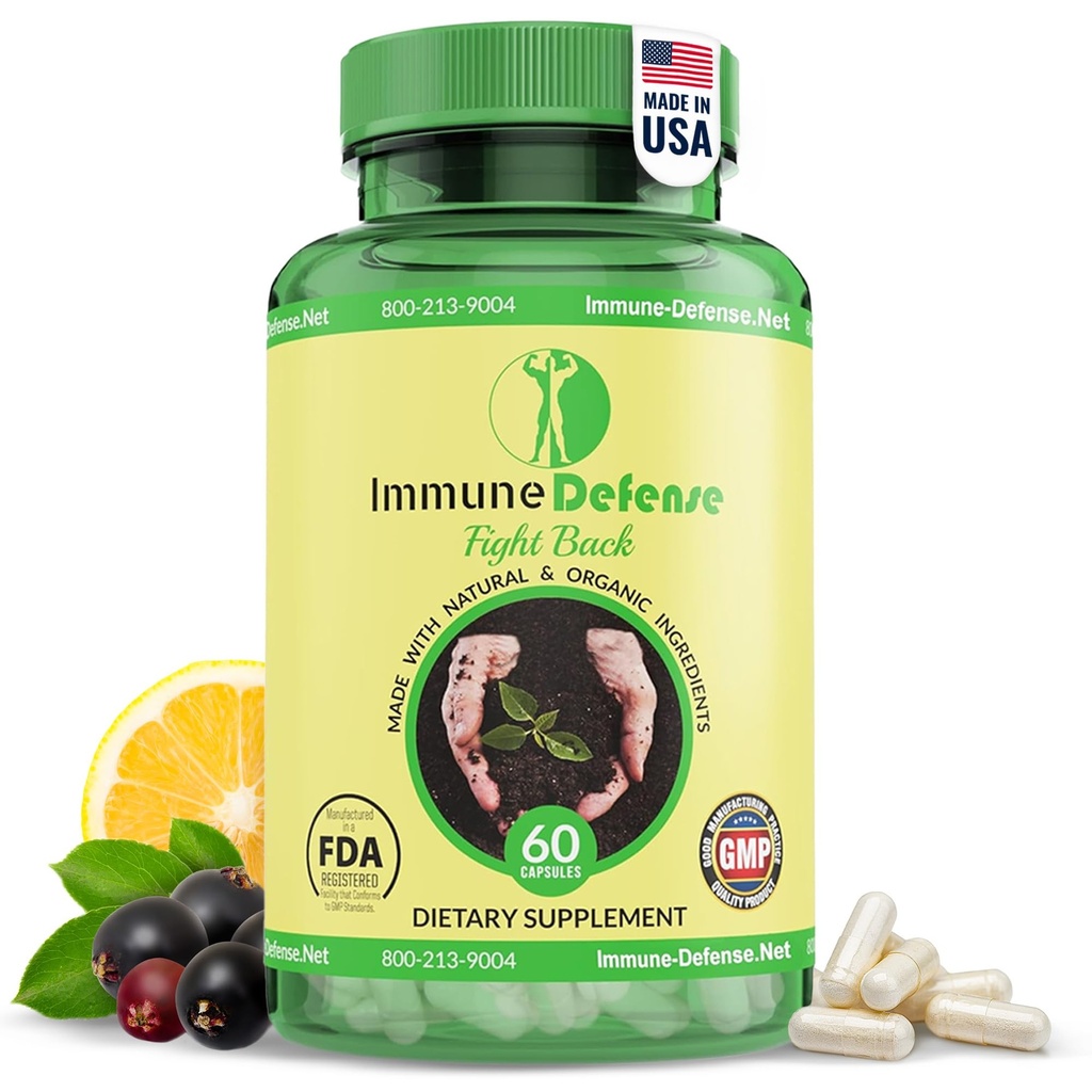 Supplément de soutien immunitaire - Boosters d'immunité naturels et biologiques pour adultes - Soutien immunitaire avec vitamine C et vitamine D, ail, gingembre, citron, sureau, sélénium et zinc - 60 capsules