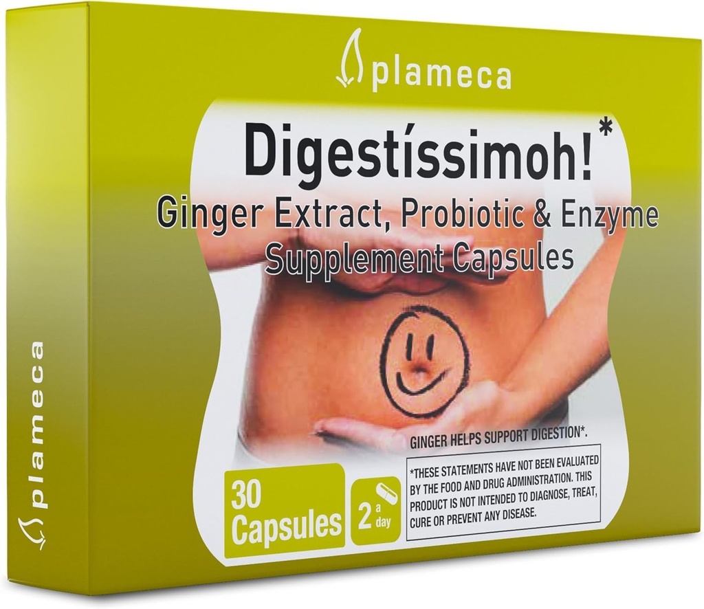 Digestíssimoh ! Santé digestive et santé gustative – Soulagement et soutien à la digestion pour les hommes et les femmes – Enzymes digestifs multiples + probiotiques – 5 Enzymes et 9 souches probiotiques – 30 CT