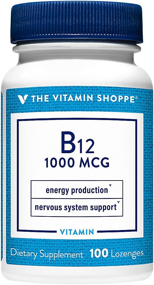 La vitamine Shoppe Vitamine B12 1000mcg - soutient la production d'énergie, une fois par jour supplément alimentaire - Vitamine B-12 (sous forme de cyanocobalamine), sans gluten et sans lait (100 losanges)