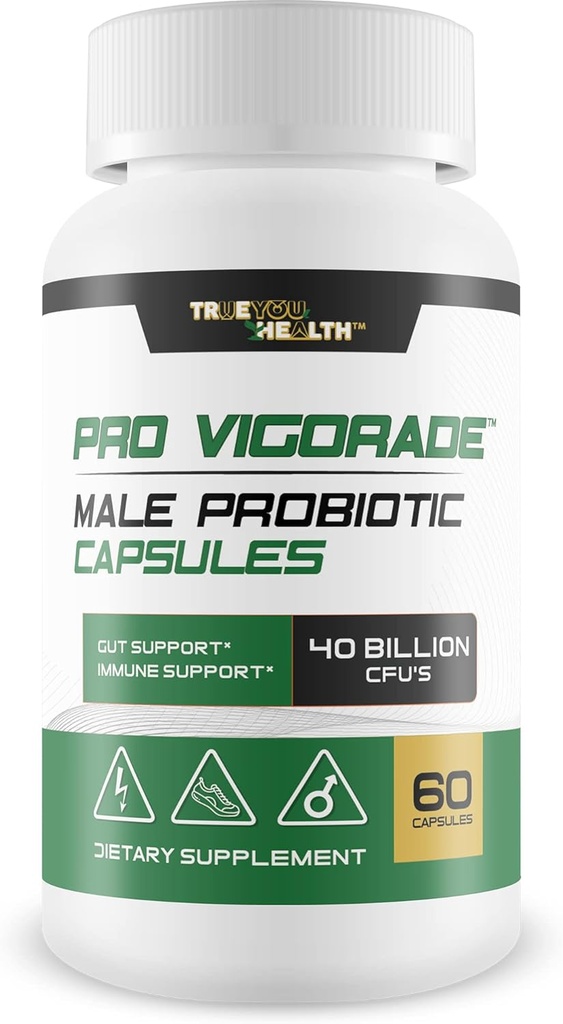 Probiotic Vigorade - Pro Vigorade Male Probiotic Capsules - Male Health Support Probiotic Formula - Gut Support - Natural Immmune Support - 40 milliards de CFUS de Premium Health Support Probiotics