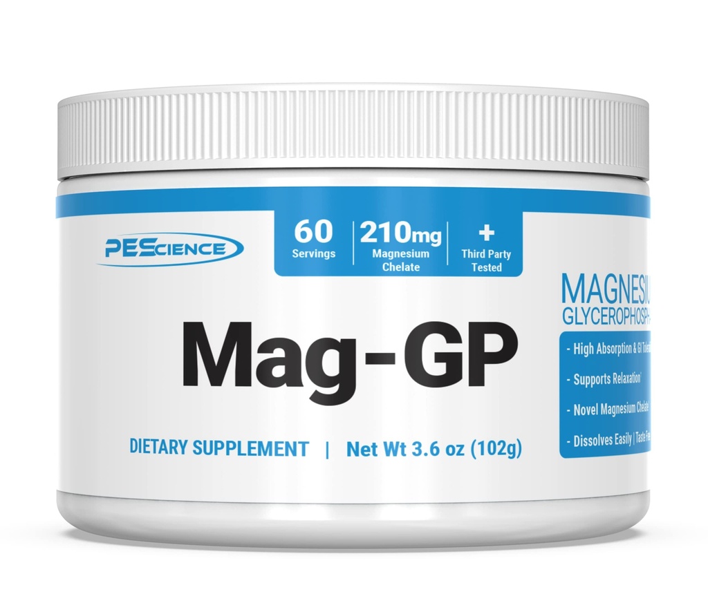 PEScience Mag-GP, Magnésium Glycérophosphate Poudre de chélate, 60 portions, haute absorption, sommeil amélioré, apaisant, anti-stress et soutien pour les hommes et les femmes