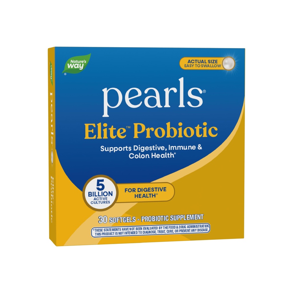 Nature's Way Elite Extra Strength Perles probiotiques pour les hommes et les femmes, soutient la santé digestive, immunitaire, colon*, 5 milliards de cultures vivantes, pas de réfrigération nécessaire, 30 softgels