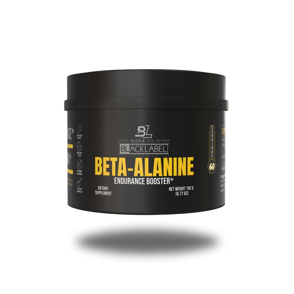 Suppléments BLACKLABEL Poudre Beta-Alanine, 60 portions – Supplément Acide Amino non aromatisé pour support d'endurance, entraînement à haute intensité, sprinting, crossfit et performance sportive – sans caféine