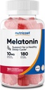 Nutricost Melatonine 10mg, 180 Gommies, Aromatisés aux fraises - Sans gluten, sans OGM, sans sirop de maïs