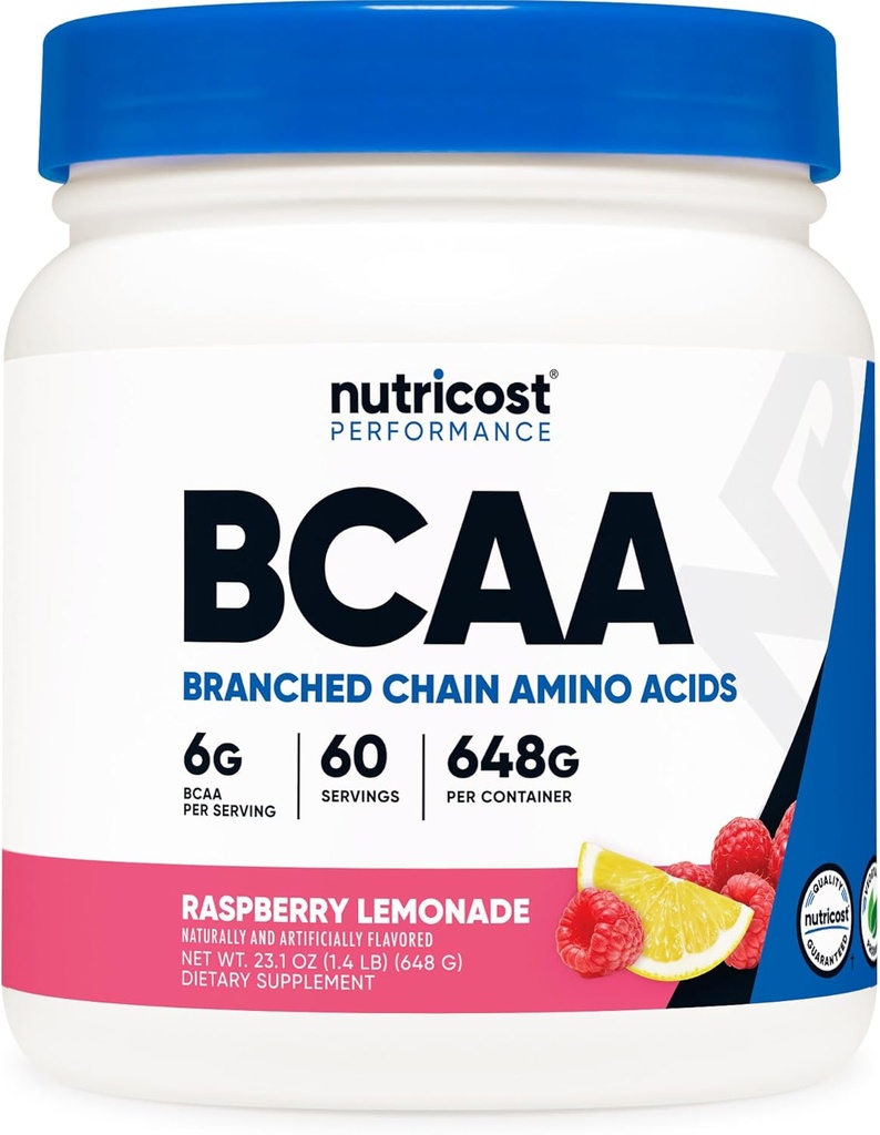 Nutricost BCAA Poudre (Lémonade aux framboises, 60 portions) - Rapport optimal 2:1:1