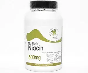 Pas de flush Niacin 500mg ~ 200 Capsules - Pas d'additifs ~ Suppléments à la nature