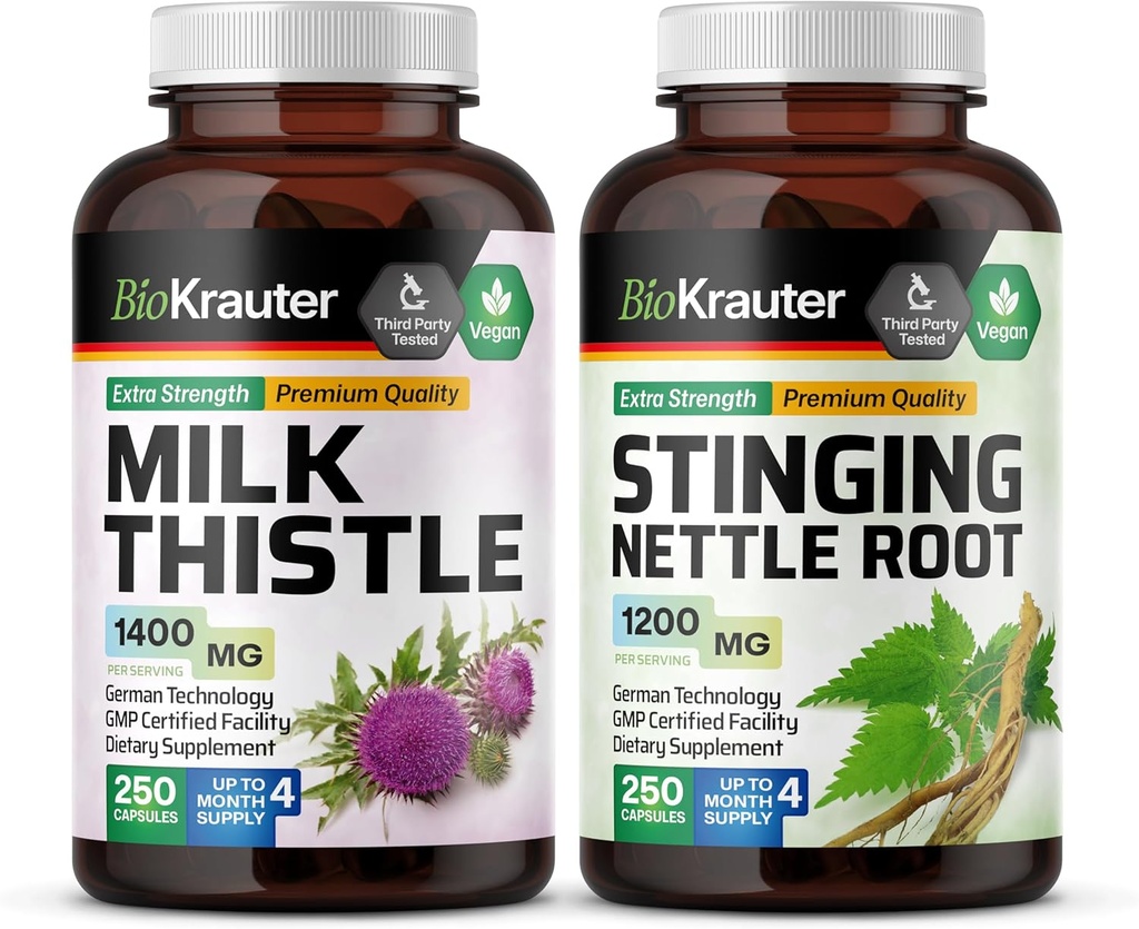 BIO KRAUTER Thistle de lait 250 Capsules & Sting Nettle 250 Capsules