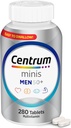 Centrum Minis argent multivitamine pour les hommes 50 Plus, Multivitamine / supplément multiminéral, vitamine D3, B-vitamines et zinc, ingrédients non OGM, soutient la mémoire et la cognition chez les adultes âgés - 280 Ct
