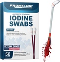 FrontLine Povidone Iodine Swabs, Antiseptiques Swabsticks, Solution Iodine, Nettoyant Swab de coton, Fournitures médicales enrobées individuellement, Soins des plaies, Premiers soins, Nettoyant des plaies, Boîte de 50