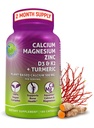 Calcium à base végétale 500mg (Aquamin) – Calcium végétalien zinc de magnésium D3 avec vitamine K2 et curcuma organique – amélioration de la santé des os et des muscles et de la force, soutien immunitaire pour les femmes et les hommes - 180 Nombre