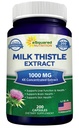 aSquared Nutrition Lait Thistle Supplément 1000mg-200 Capsules,Max Strength 4X Extrait concentré 4:1 Lait Thistle en poudre Pilules, 1000 mg Silymarin Extrait pour le soutien du foie, nettoyage, désintoxication