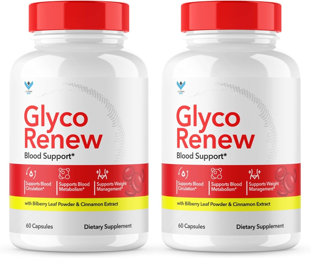 (2 Pack) Glyco Renew Blood Support Supplement - Glyco Renew Pills Original Formula Glycogen Clean Advanced Extra Strength, Glycol Renewal Capsules Renewed Natural Ingredients (120 Capsules)
