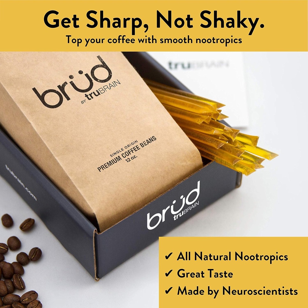 TruBrain Nootropic Coffee Enhancer - Focus, énergie, clarté. Absorber rapidement Nootropics Rehausseurs de cerveau Améliorer la mémoire