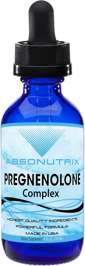 Absonutrix Pregnénolone Supplément 100mg, 4Oz Liquide, 200servies, Fabriqué aux États-Unis, Absorption rapide, Ingrédients de qualité Potentiels, Testé en troisième partie, Non-OGM, GMP certifié, Produits sans cruauté