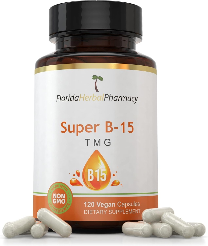 Florida Herbal Pharmacie, Super B-15 TMG (120 Capsules) Acide pangamique Pack de 1
