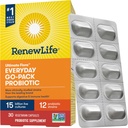 Renouveler la vie tous les jours Go-Pack Capsules Probiotiques, Supplément quotidien soutient la santé urinaire, digestif et immunitaire, L. Rhamnosus GG, laiterie, soja et sans gluten, 15 Million CFU, 30 Compte