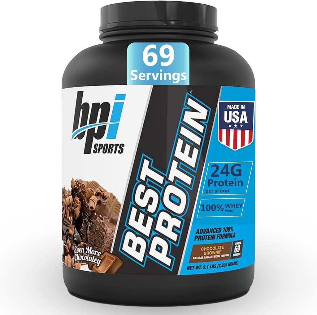 BPI Sports Meilleure protéine – 100% poudre de protéines de lactosérum – Croissance musculaire, récupération, remplacement des repas – Pas de remplissage, sans gluten – Meilleure poudre de protéines pour les hommes et les femmes Livres
