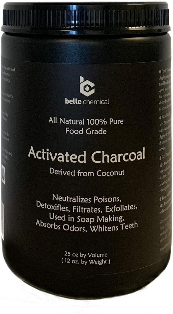 Grand - moins de mésure pot de noix de coco activé en poudre de charbon - en vrac - grade alimentaire, casher, NSF - blanchiment des dents, frottis faciaux, fabrication de savon