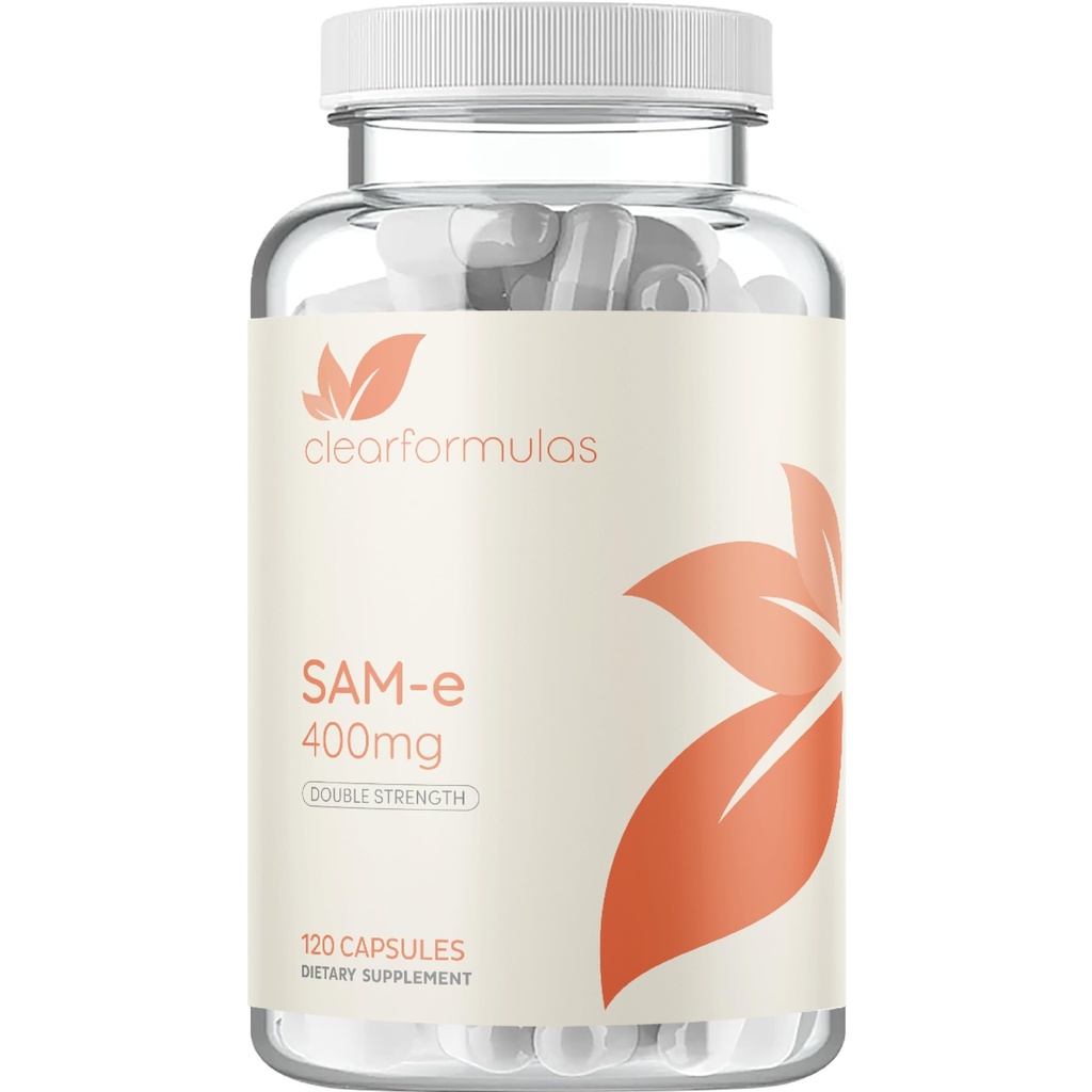 Clear Formulas Bioactive SAM-e 400mg - High Strength SAM-e Supplement with Biologically Active S,S Form for Liver and Mood Support - Vegan Non-GMO Preservative Free - Made in The US (120 Servings)