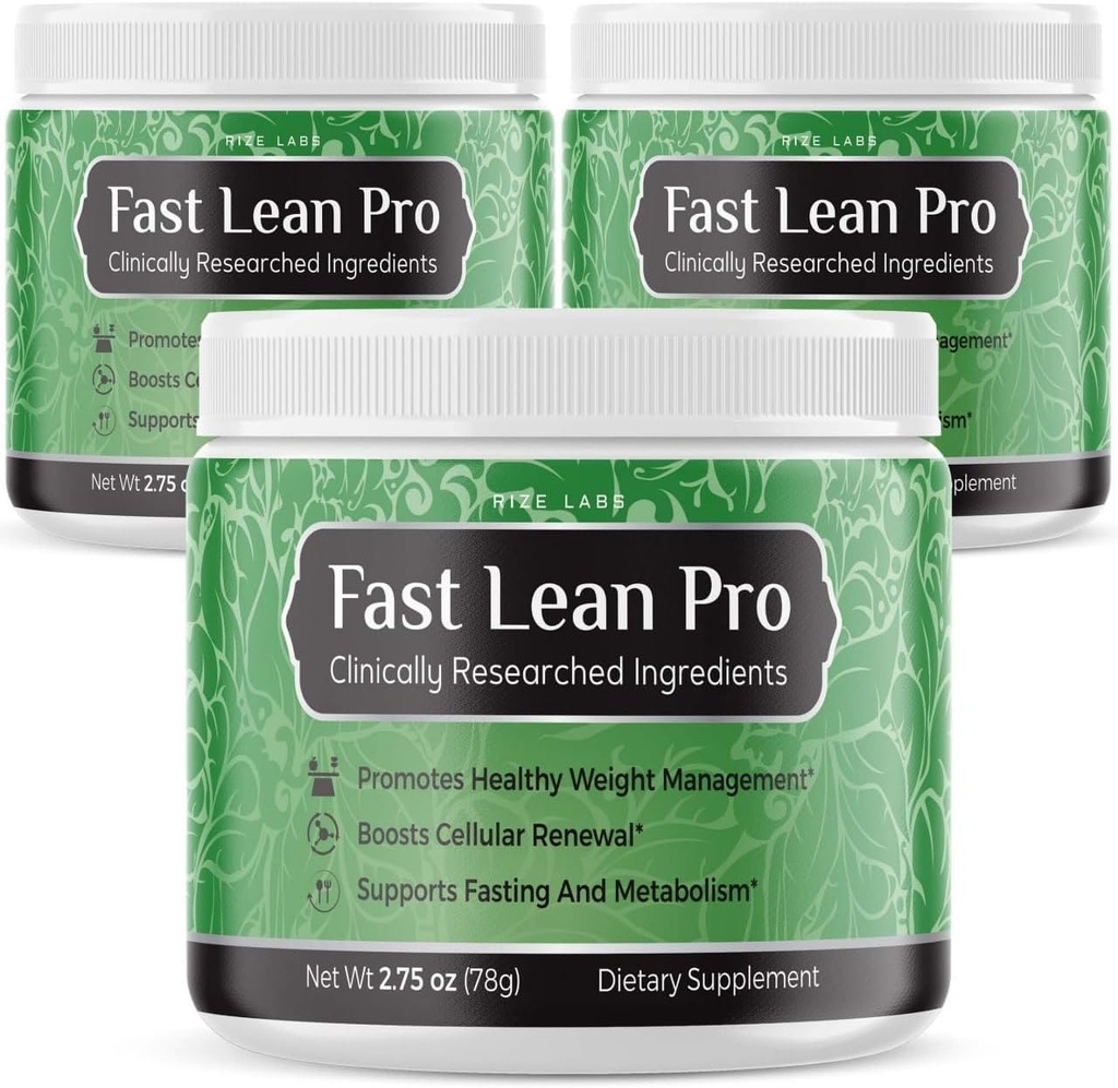 Rize labs Fast Lean Pro, Official Fast Lean Pro Advanced Formula Supplement Reviews, FastLeanPro Hydratation BCAA Drink Capsules dans un pot, facile à scoop et goûts excellents (90 portions) (Pack de 3)