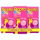 Comprimés à croquer Pepto Kid pour les brûlures d'estomac, l'indigestion acide, l'estomac aigre et l'estomac relevé, Bubblegum Flavor, 72 Total (3 paquets de 24)