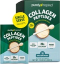 Poudre de collagène purement inspirée, 18 sachets à usage unique, non aromatisés - 20g de poudre de peptides de collagène pour les femmes et les hommes - herbe-feed et pâturage élevé - sans gluten, paléo & kéto-friendly