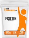 BulkSupplements.com Poudre de Fisetin - Supplément nutritionnel, Fisetin 100mg, source d'antioxydants - pur et sans gluten, 100mg par portion, 25g (0,88 oz) (paquet de 1)