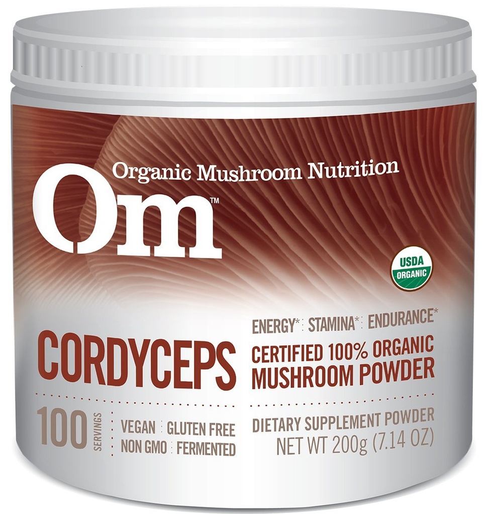 Om Bio Mushroom Superfood Poudre, Cordyceps, 100 portions, supplément de soutien énergétique et d'endurance, 7.05 Ounce (paquet de 1)