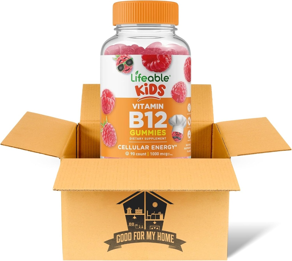 Vitamine B12 Gummies Bundle. Comprend une bouteille 90 ct Lifeable Kids Vitamine B12 Gummies. Supplément alimentaire, sans gluten, sans Gmo et vitamines B12 à croquer. Livré avec un bon pour ma boîte d'accueil!