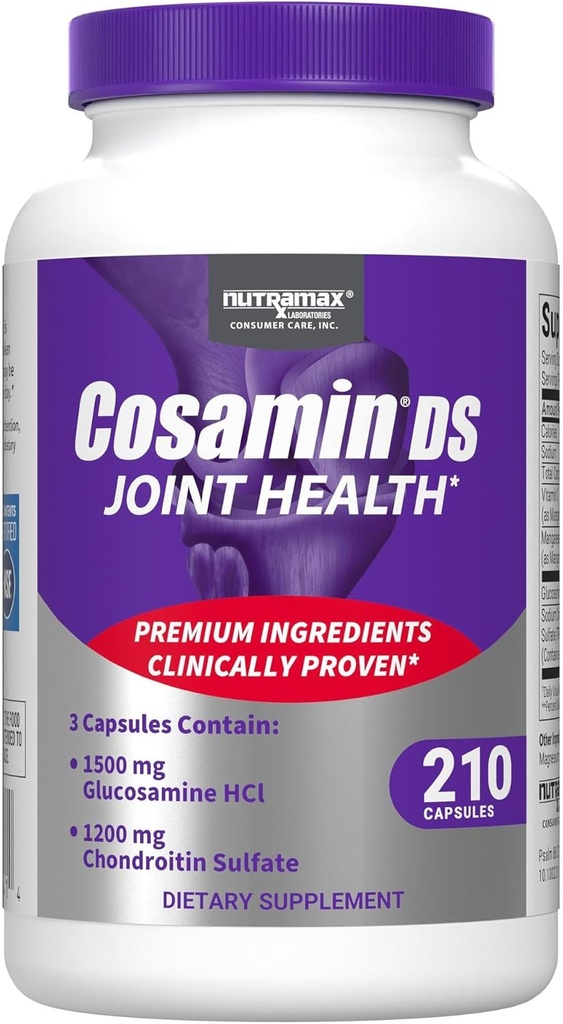 Supplément de santé mixte Cosamin® DS Nutramax avec Glucosamine et Chondroïtine pour hommes et femmes, 210 capsules