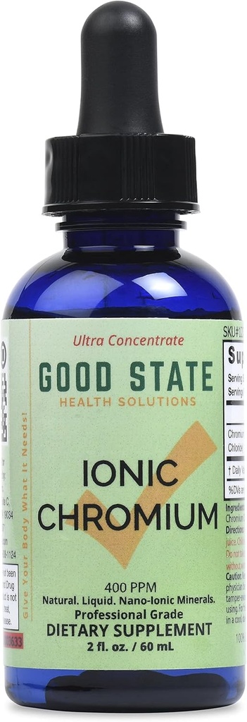 Good State Liquid Ionic Chromium Ultra Concentrate - 10 Drops Equals 200 mcg - 100 Servings Per Bottle