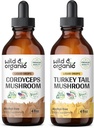Cordyceps sauvages et biologiques Teinture 4 fl oz et dinde Tail Mushroom Teinture 4 fl oz