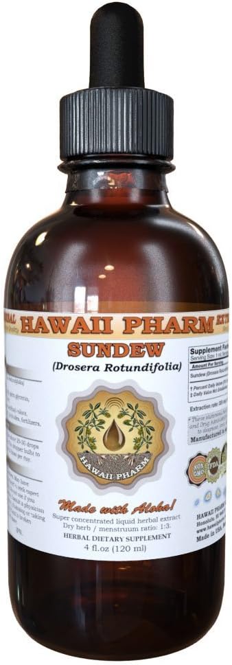 HawaiiPharm Sundew Liquid Extract, Sundew (Drosera Rotundifolia) Leaf Powder Tincture, Herbal Supplement, Made in USA, 2 fl.oz