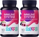 Système Immune LIVS Gommies pour les adultes et les enfants Supplément de soutien immunitaire avancé avec la vitamine C, l'échinacée et la propolis