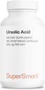 Supersmart - Acid Ursolique 300mg par jour (bien toléré) - Supplément d'extrait de feuille de romarin (sans OGM et sans gluten) - 180 capsules végétariennes