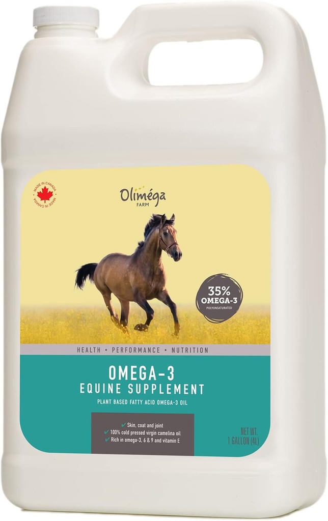 Huile de camelina pour chevaux, 1 Gallon de la ferme Olimega.