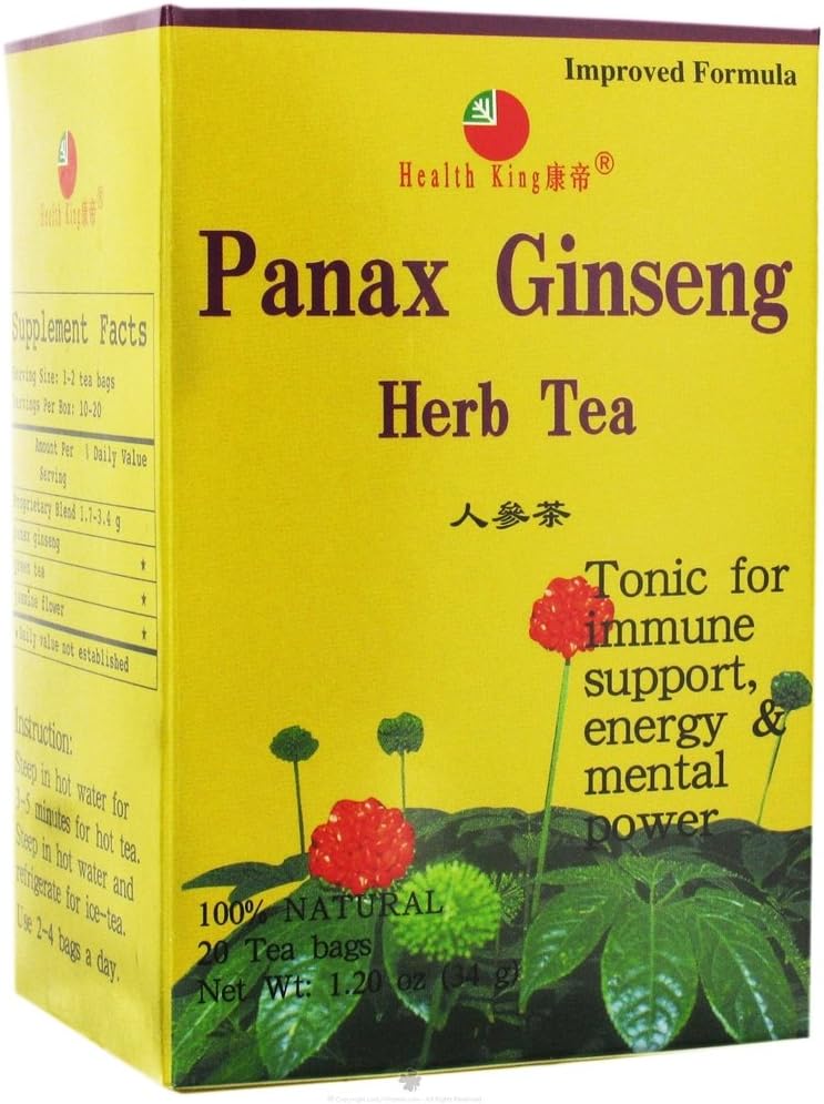 Thé à base de ginseng King Panax, sachets de thé, boîte de 20 pièces (paquet de 4)
